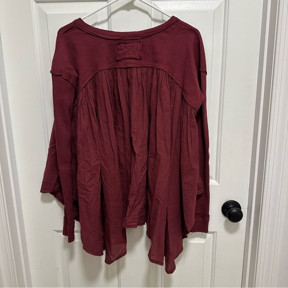 Free People Lyrical Tunic Mulberry Slouchy Boho Ribbed Long Sleeves Flowy Small - Picture 4 of 7